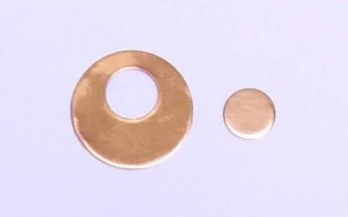 Judy Larson's Disc Cutter Basics and How to Make Metal Washers - For an Offset Hole, General Education, Tools, Use one or two firm hits with a brass mallet